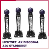 Lichtset: 4x Discobal ADJ Starburst (incl. zwarte truss statief 1.5m + 2.0m & kabels)