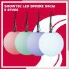 8x Showtec LED Sphere 50cm (RGBW LED Bol IP65) inclusief LED dimmer en bekabeling