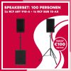 Speakerset: 2x RCF ART 910-A + 1x RCF SUB 15-AX (100 personen)