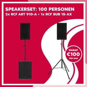 Speakerset: 2x RCF ART 910-A + 1x RCF SUB 15-AX (100 personen)